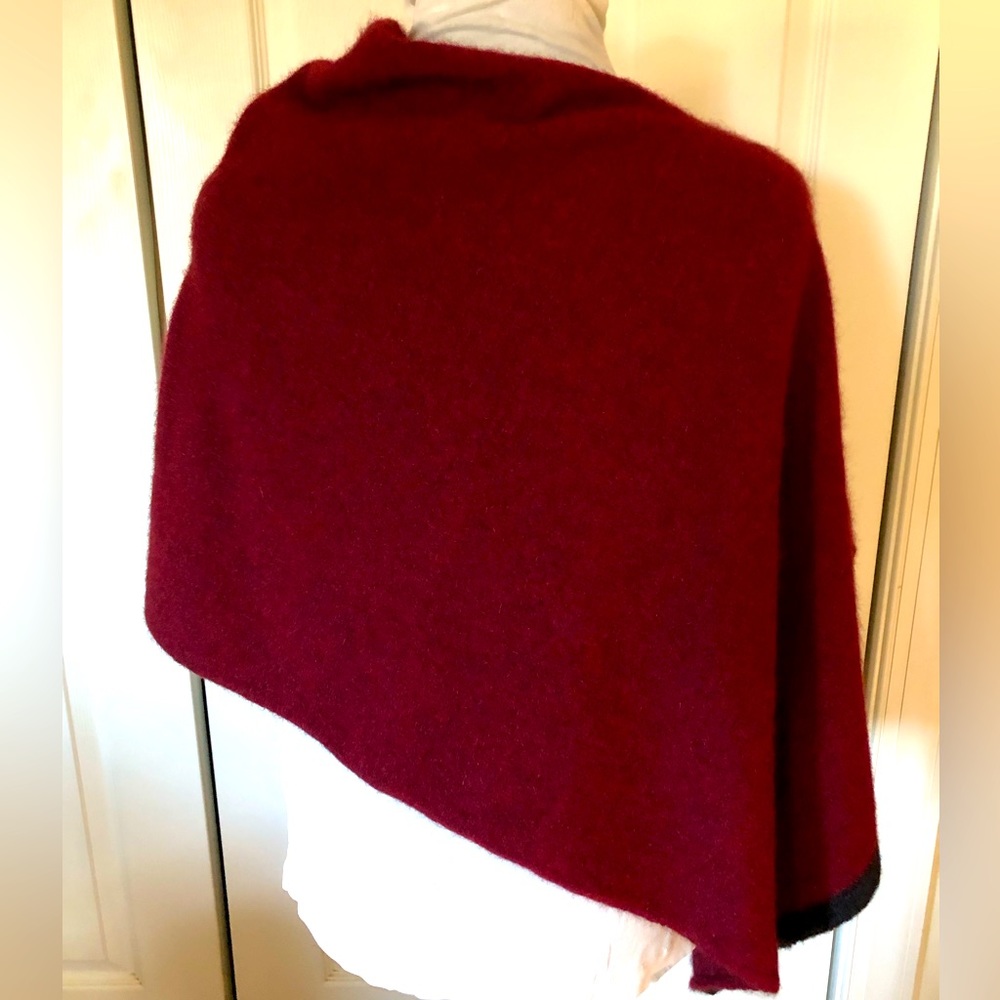 NWT NZ Merino Mink Two Way Poncho with side Split Color: Rich Wine Red OS - Picture 3 of 10